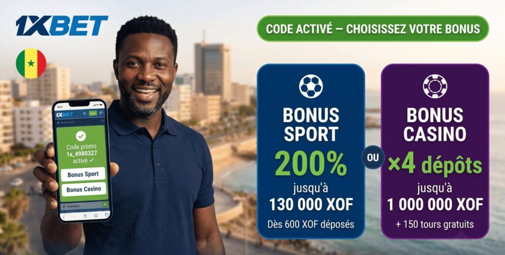 Code promo 1xBet Sénégal — comment l'obtenir et l'activer

