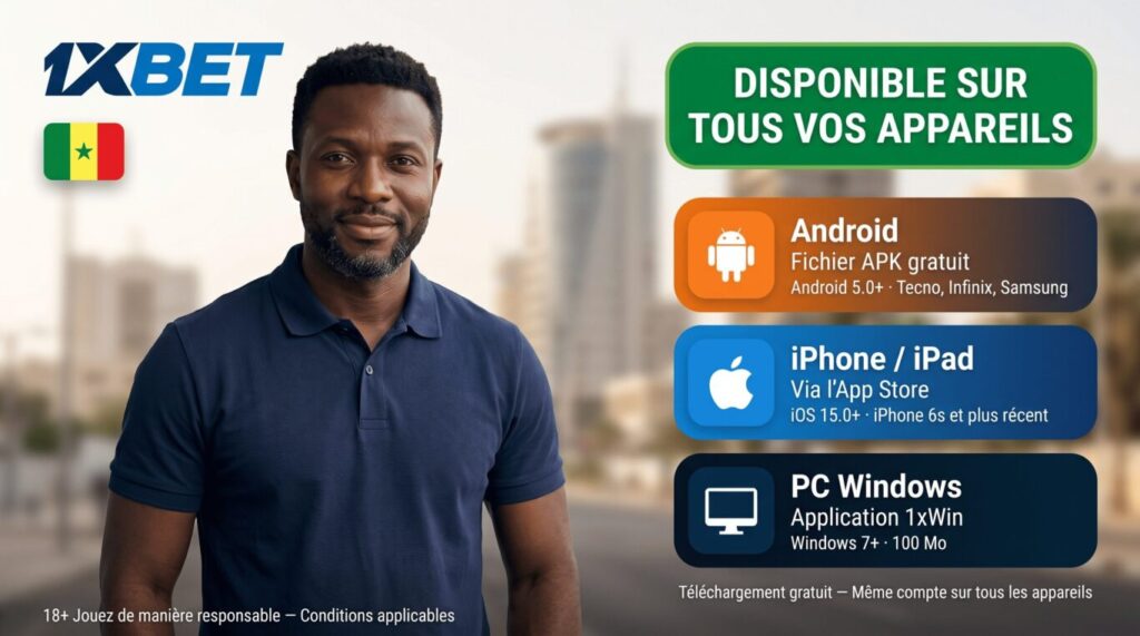 application 1xBet au Sénégal
